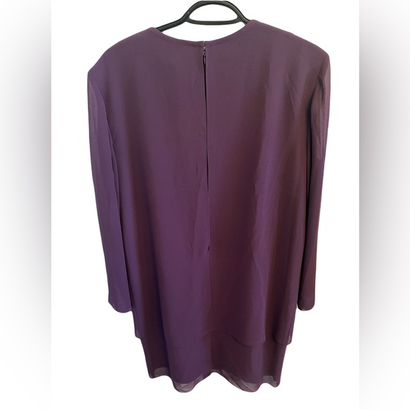 VIRGO Dark Purple Formal Mother Of The Bride Embroidered Bead Floral Midi Dress - Picture 2 of 8